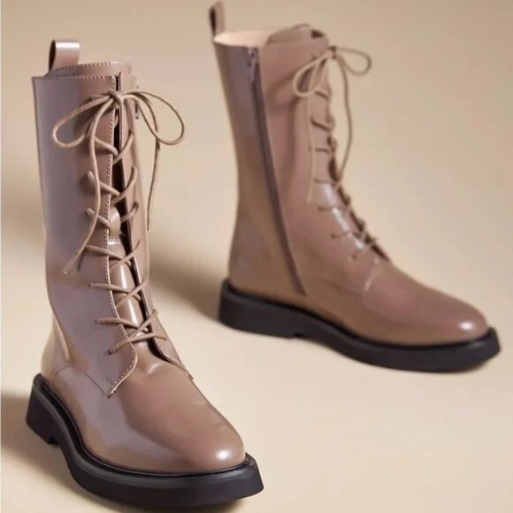 NIB | PILCRO Anthropologie Lace Up Stompy Combat Boots Taupe Tan EU 38 - Picture 1 of 9